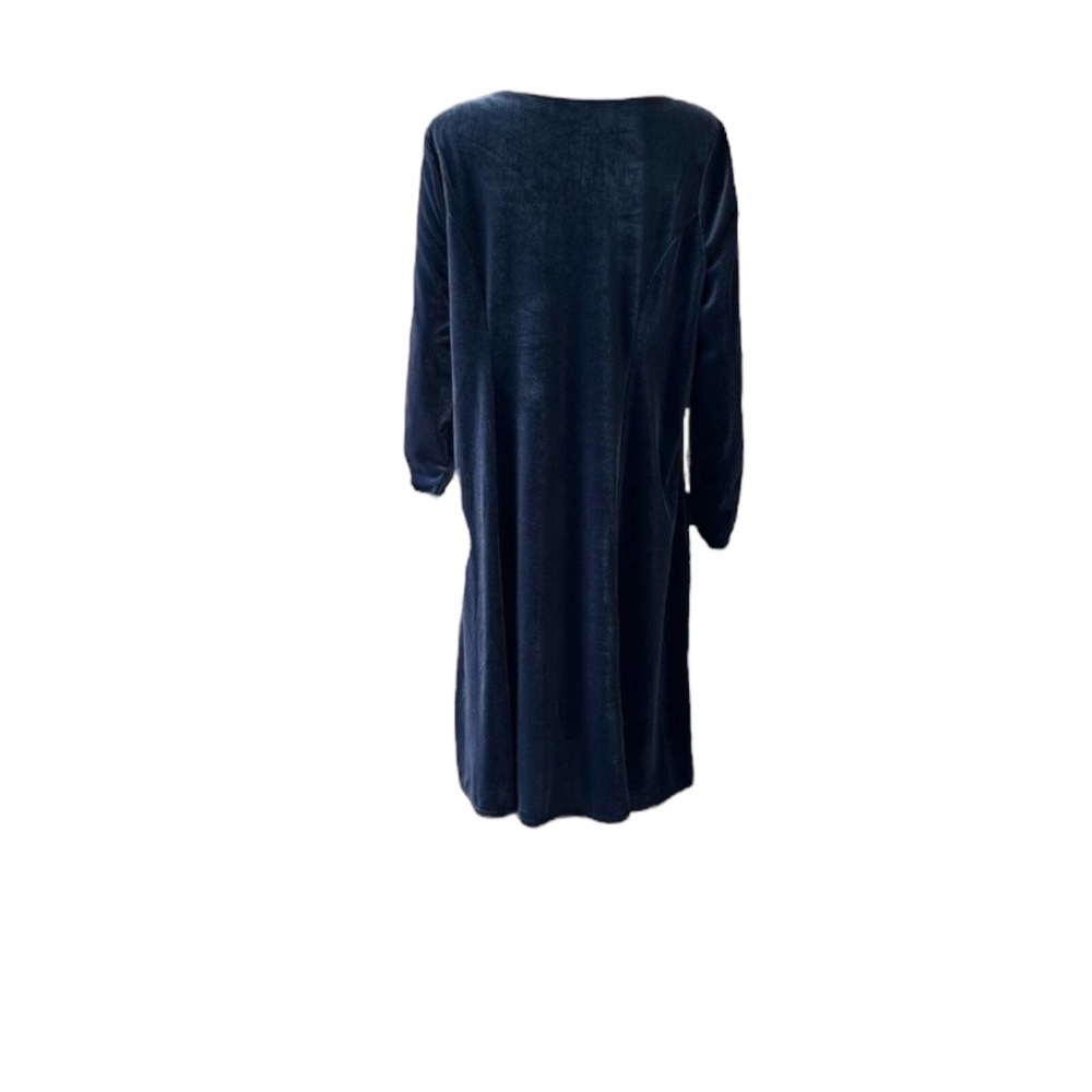 QUACKER FACTORY Floral Embroidered Knit Velvet Dress in Dark Navy Size 1X NWT - Picture 5 of 6